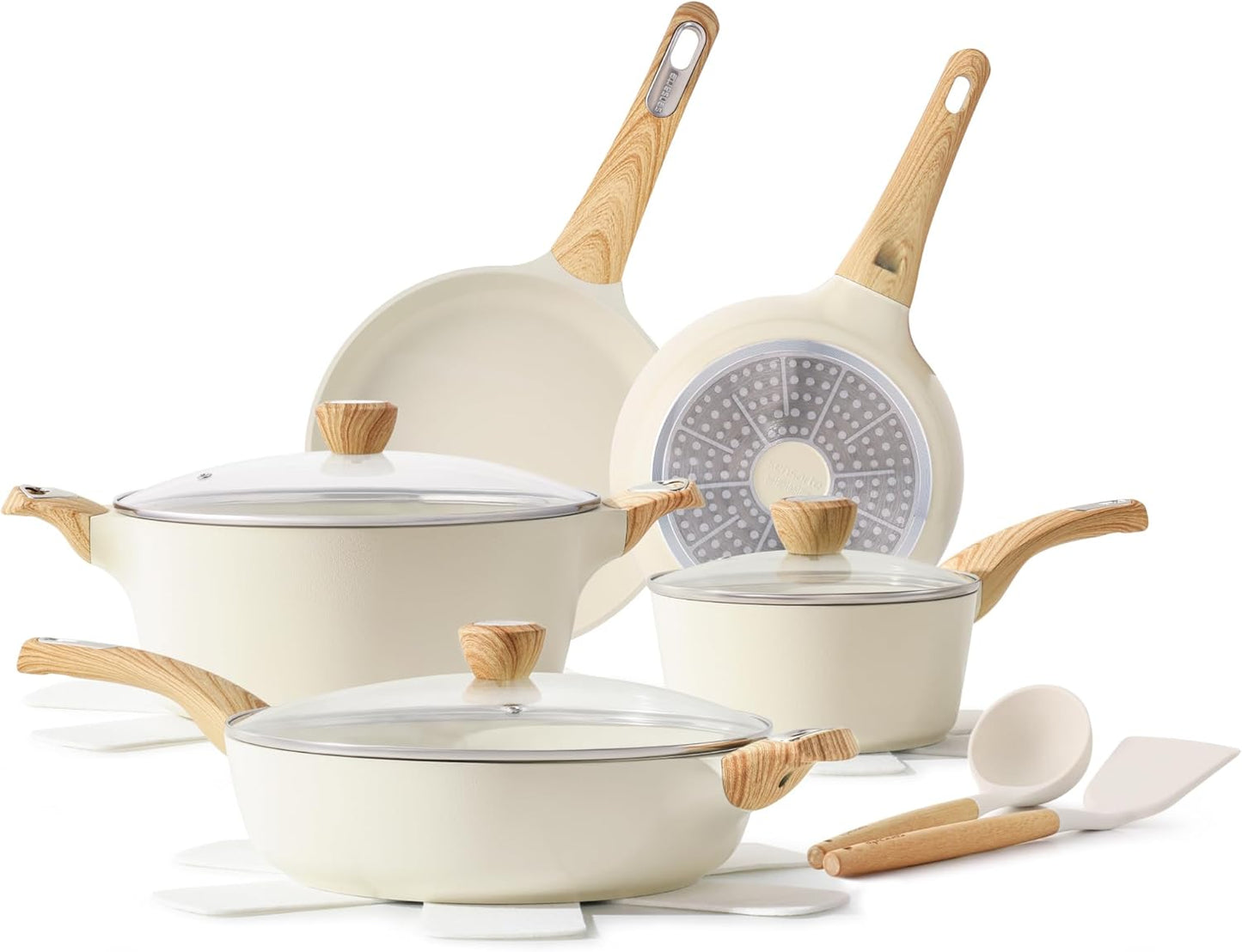 SENSARTE 14-Piece Ceramic Cookware Set – Non Stick Pots & Pans Induction Safe