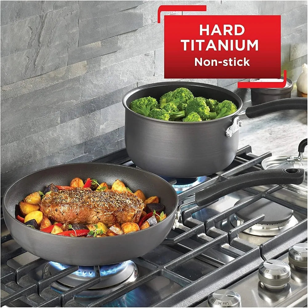 T-fal Ultimate Hard Anodized Nonstick Frying Pan Set – 8" & 10", Oven Safe Up to 400°F