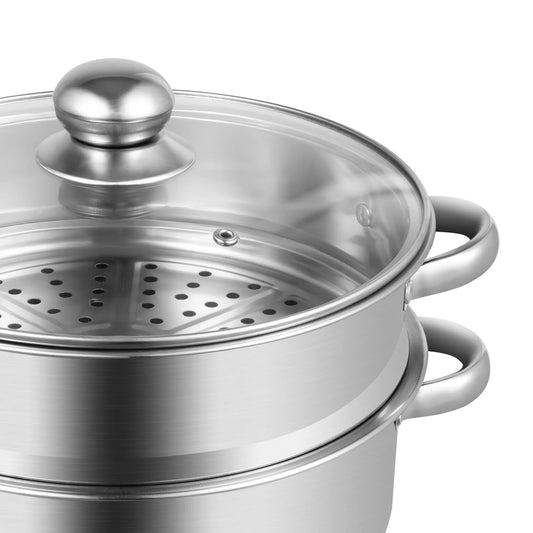 5-Layer Stainless Steel Steamer & Soup Pot Set – Multi-Use, High-Temp, Large Capacity