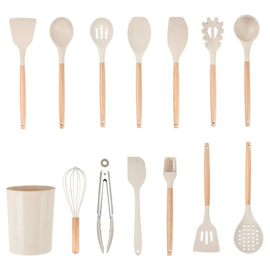 14-Piece Silicone Kitchen Utensil Set with Caddy – Heat Resistant, Nonstick, BPA-Free