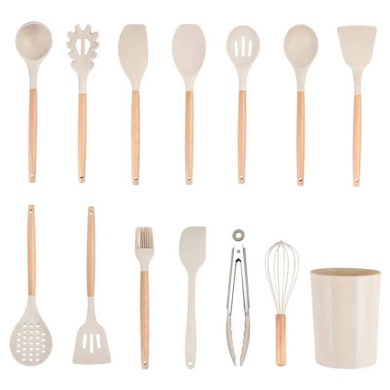 14-Piece Silicone Kitchen Utensil Set with Caddy – Heat Resistant, Nonstick, BPA-Free